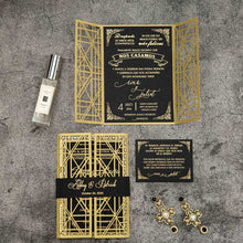 gold art deco laser-cut invitation suite