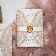 blush pink lace laser-cut-wedding-invitation wax seal closed