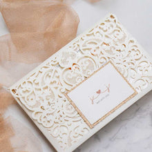 ivory lace pocket laser-cut invitation
