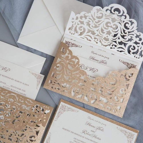 'Luxurious Full Lace Glitter' - Laser cut Pocket