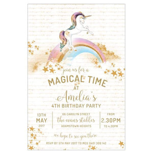 Magical Unicorn birthday invitation