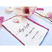 Magnolia wedding invitation deckle edge paper
