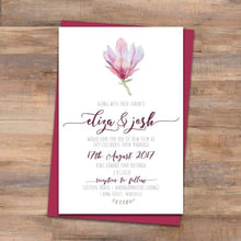 Magnolia wedding invitation burgundy envelope