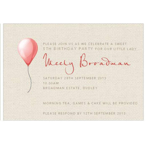 Birthday balloon invitation