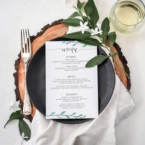 Menu Cards with botaical leaves