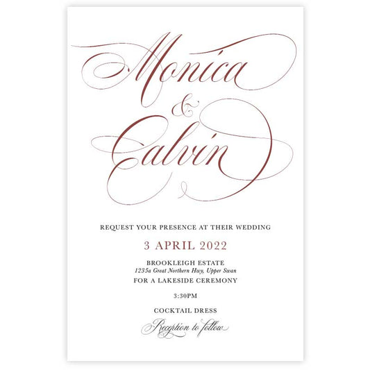 classic script wedding invitation