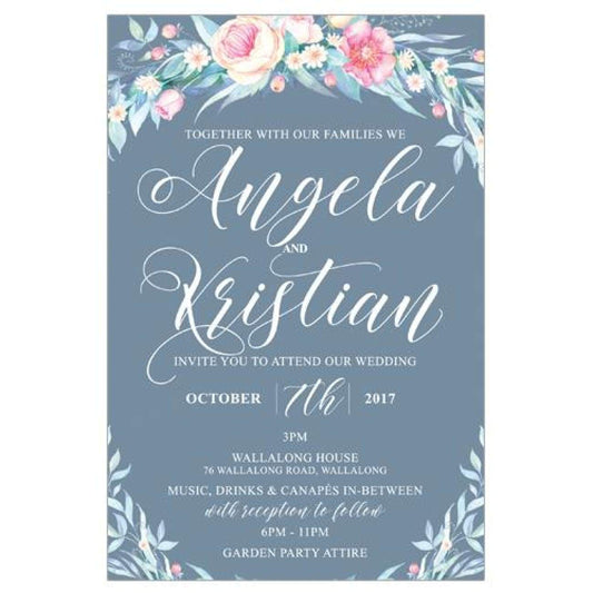 watercolour peonie wedding invitation