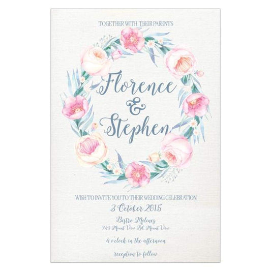 watercolour peonie wedding invitation