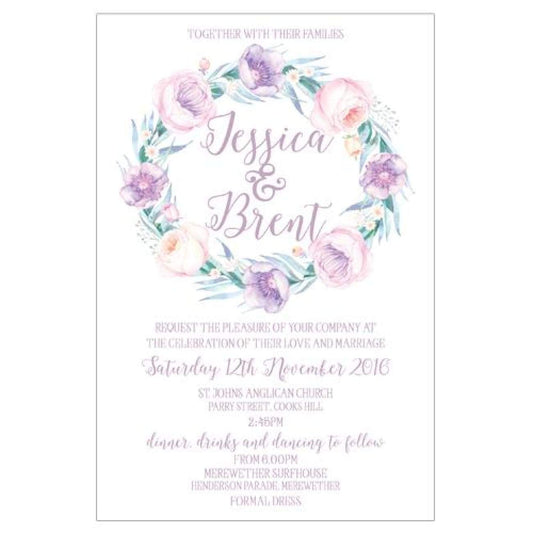 watercolour peonie wedding invitation