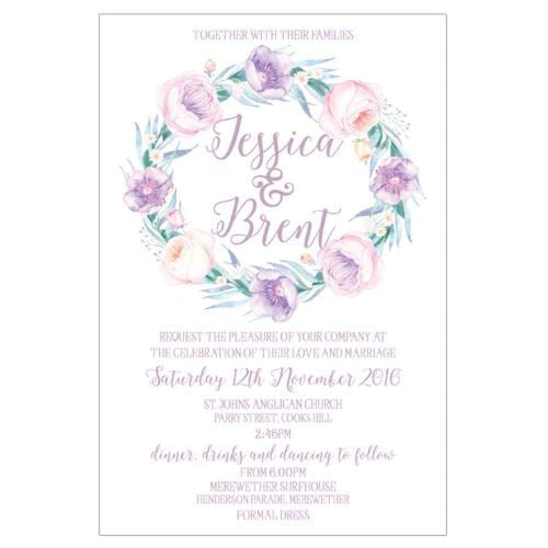 watercolour peonie wedding invitation
