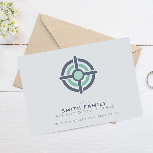 moving announcement card base target
