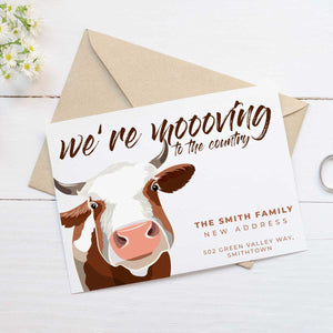 moving announcement card cow country