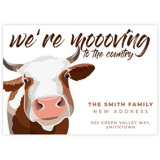 moving announcement card cow country