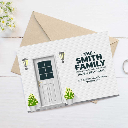 moving announcement card front door