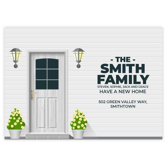 moving announcement card front door