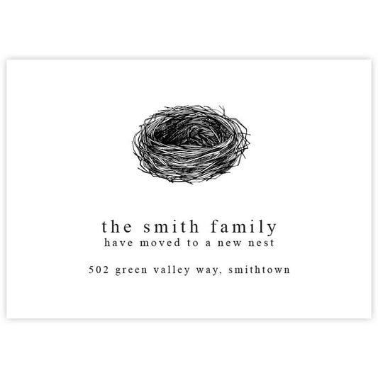 moving announcement card birds nest
