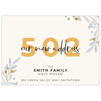moving announcement card watercolour leaves