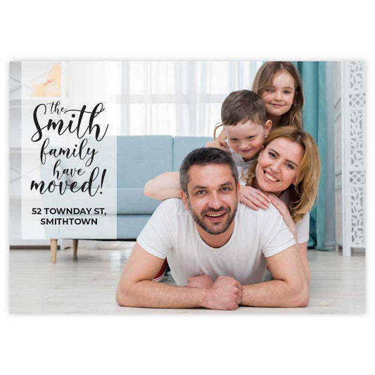 moving announcement card family photo