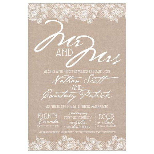 white lace wedding invitation