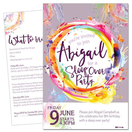 Painted Art Sleepover birthday party