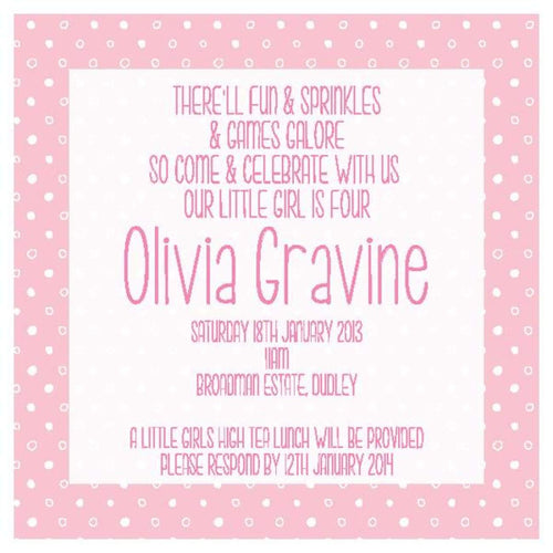 Pink Polkadot brthday invittaion