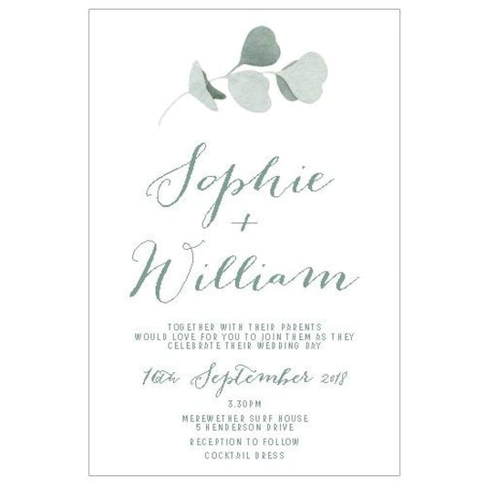 eucalyptus wedding invitation