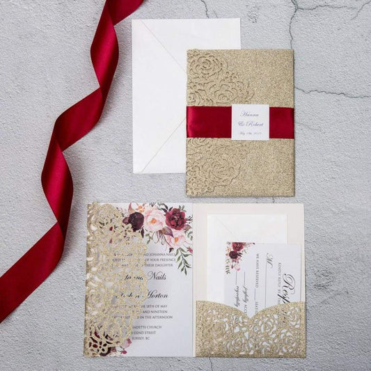 Rose Gates Glitter' P - Trifold Laser-cut Pocket Fold