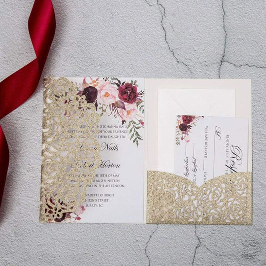 Rose Gates Glitter' P - Trifold Laser-cut Pocket Fold