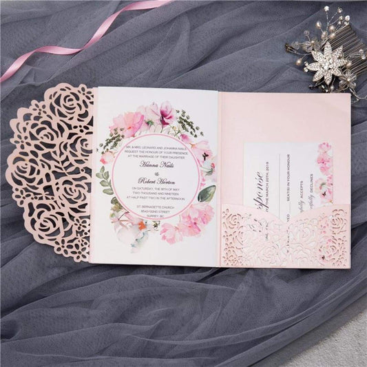 Roses' - Laser-cut Tri-fold Pocket