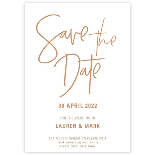modern boho script save the date card terracotta