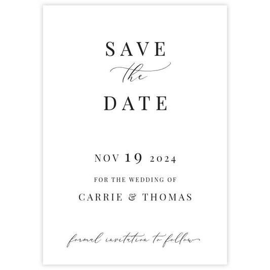 classic modern save the date card