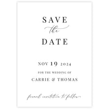 classic modern save the date card