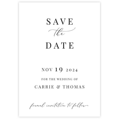 classic modern save the date card