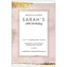 Pink and gold Glitter birthday invitation