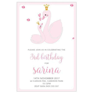Swan Princess birthday invitation