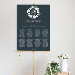 anemona floral wreath table seating chart