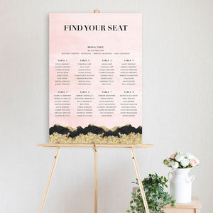 agate pink and gold table seating chart