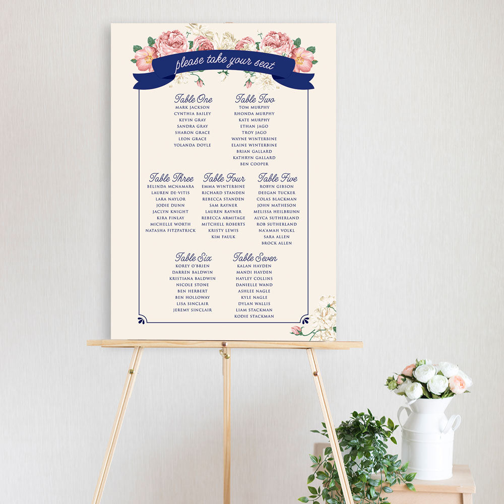 watercolour peonie table seating chart