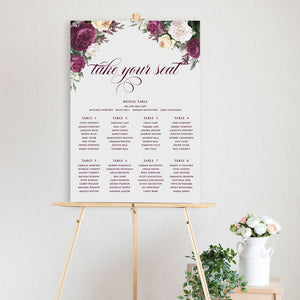 watercolour peony table seating chart