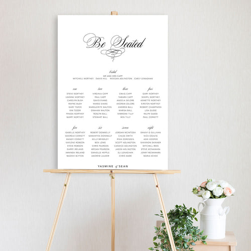 classic script table seating chart