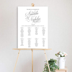 Classic black and white script - Table Seating Chart