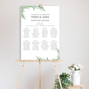 watercolour Leaves - Table Seating Chart