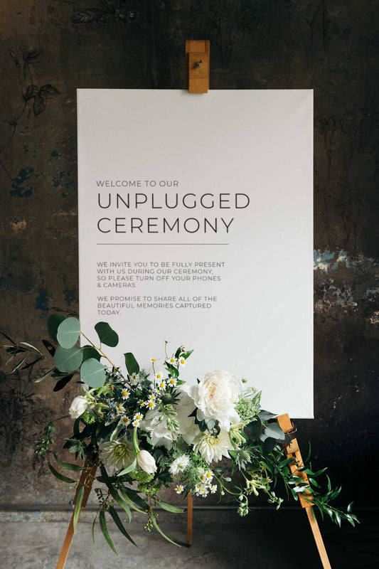 minimalist black and white unplugged sign