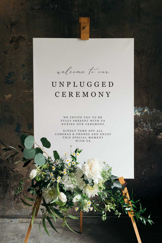 modern scrip black and white unplugged sign