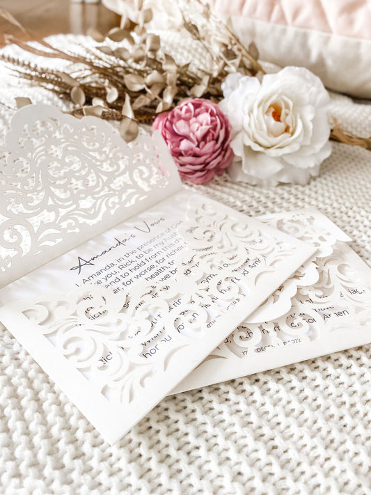 laser-cut vow pocket & card open