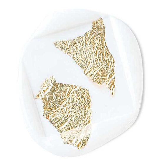 gold foil on white square wax seal