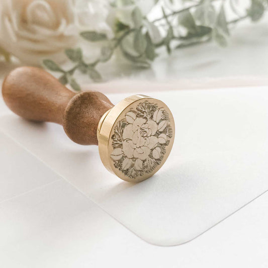 wax stamp rose garden white envelope