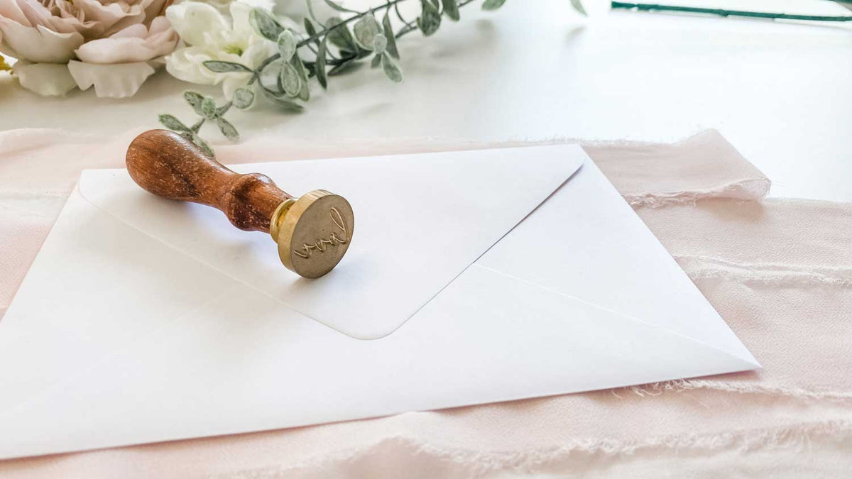 wax stamp love white envelope