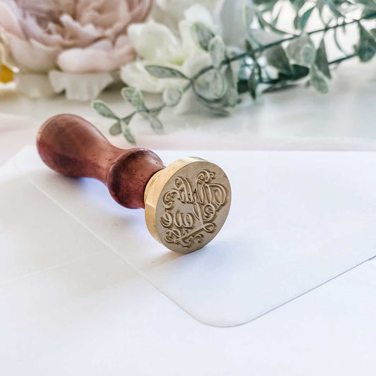 wax stamp with love swirl