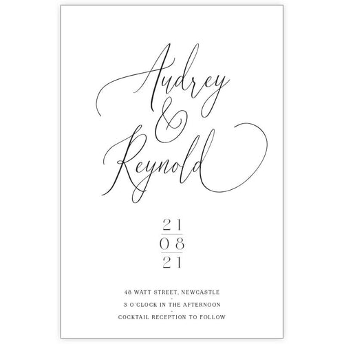classic black and white wedding invitation